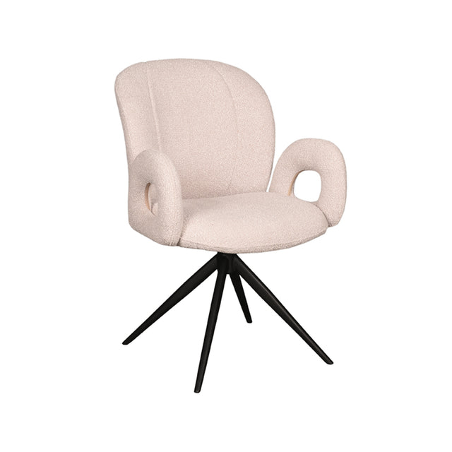 LABEL51 Eetkamerstoel Neo - Naturel - Boucle - Zwart Onderstel van LABEL51 - laagste prijs offerte van PureWonen