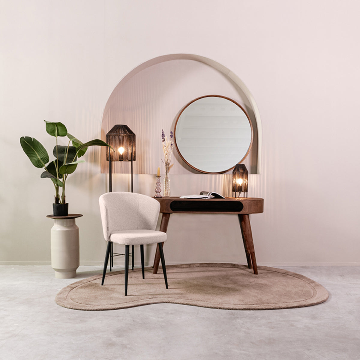 LABEL51 Eetkamerstoel Wave - Naturel - Boucle van LABEL51 - laagste prijs offerte van PureWonen