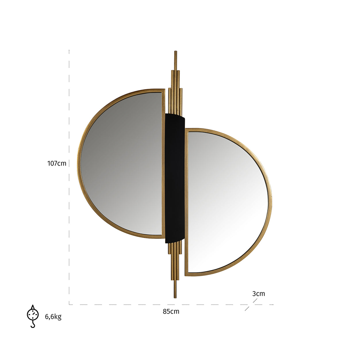 Spiegel Adelyn (Brushed Gold) van Richmond Interiors – Luxe comfort op maat van PureWonen. Vraag naar de beste prijs.