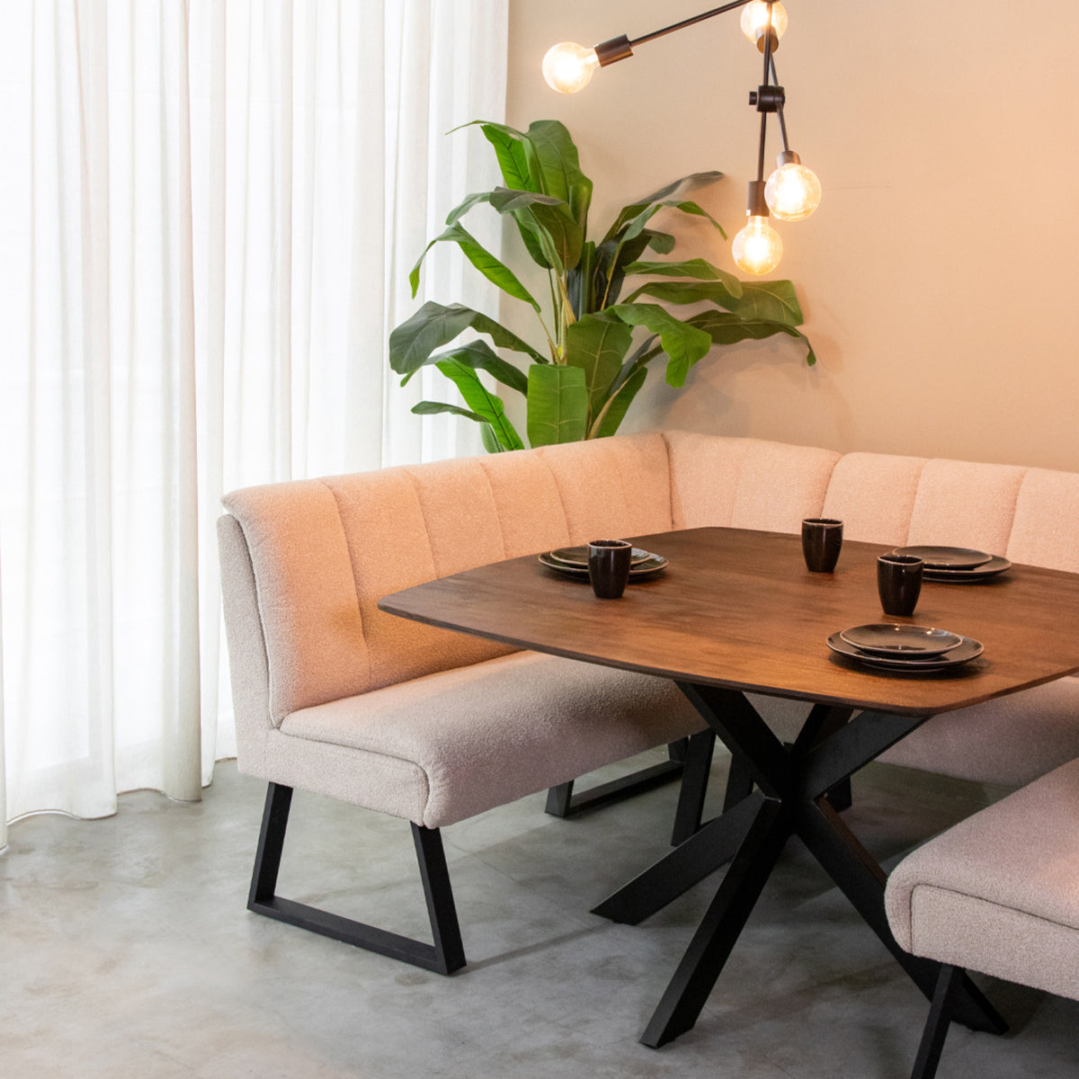 LABEL51 Eetkamerbank Modula - Naturel - Boucle - 3-Zits van LABEL51 – Luxe comfort op maat van PureWonen. Vraag naar de beste prijs.