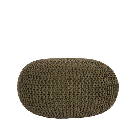 LABEL51 Poef Knitted - Army green - Katoen - L van LABEL51 - laagste prijs offerte van PureWonen