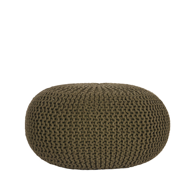 LABEL51 Poef Knitted - Army green - Katoen - L van LABEL51 - laagste prijs offerte van PureWonen