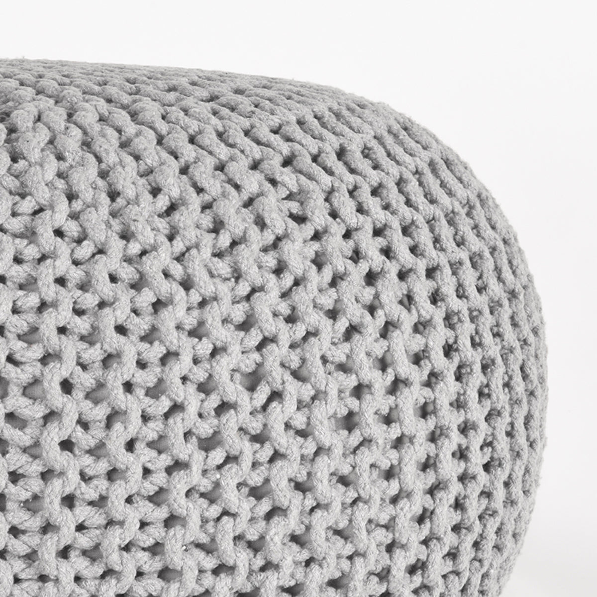 LABEL51 Poef Knitted - Lichtgrijs - Katoen - L van LABEL51 - laagste prijs offerte van PureWonen
