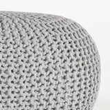 LABEL51 Poef Knitted - Lichtgrijs - Katoen - L van LABEL51 - laagste prijs offerte van PureWonen