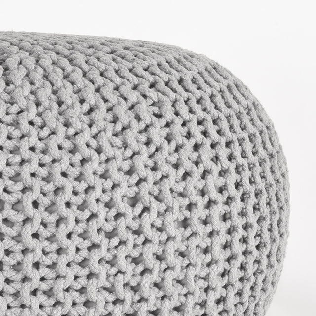 LABEL51 Poef Knitted - Lichtgrijs - Katoen - L van LABEL51 - laagste prijs offerte van PureWonen
