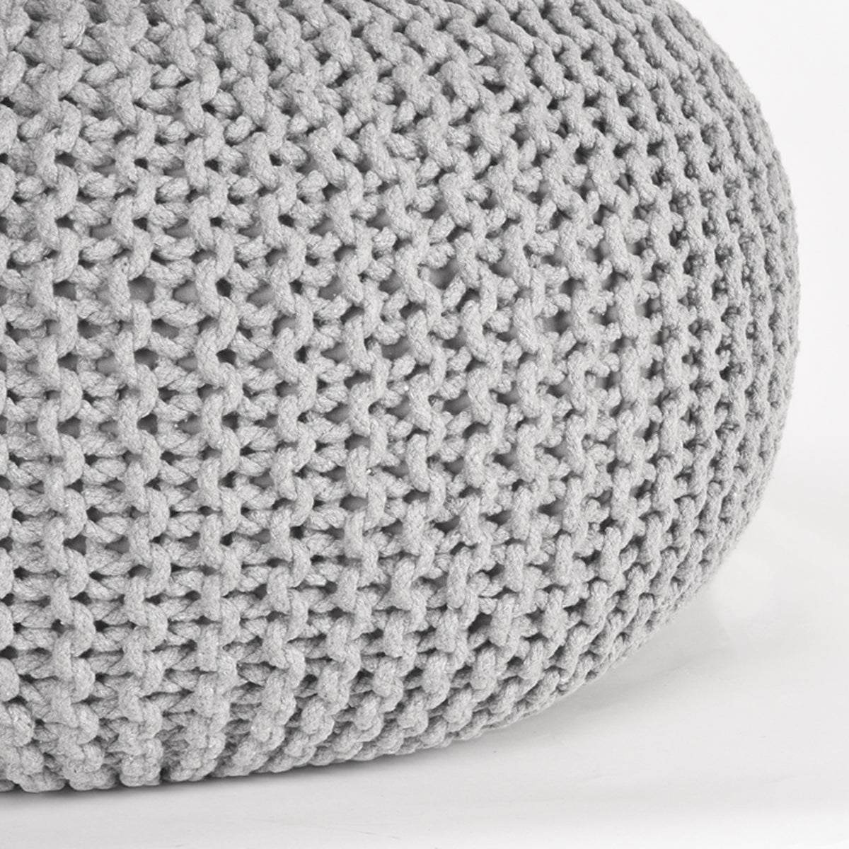 LABEL51 Poef Knitted - Lichtgrijs - Katoen - L van LABEL51 - laagste prijs offerte van PureWonen