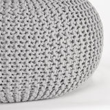 LABEL51 Poef Knitted - Lichtgrijs - Katoen - L van LABEL51 - laagste prijs offerte van PureWonen