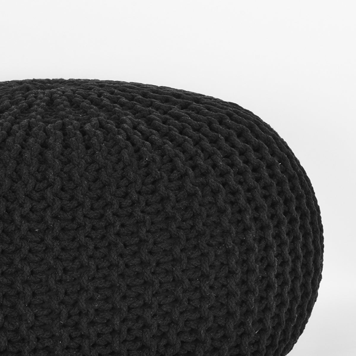 LABEL51 Poef Knitted - Zwart - Katoen - L van LABEL51 - laagste prijs offerte van PureWonen