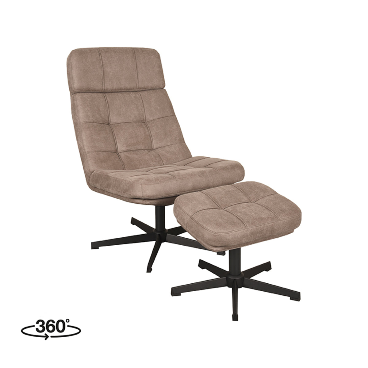 LABEL51 Fauteuil Alvar - Taupe - Boucle - Incl. Hocker van LABEL51 – Luxe comfort op maat van PureWonen. Vraag naar de beste prijs.