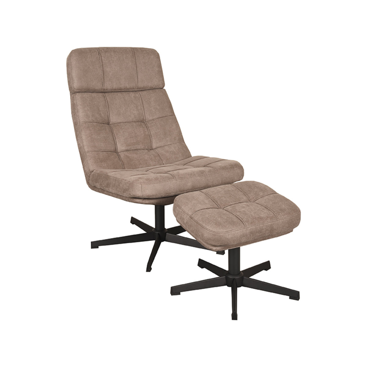 LABEL51 Fauteuil Alvar - Taupe - Boucle - Incl. Hocker van LABEL51 – Luxe comfort op maat van PureWonen. Vraag naar de beste prijs.