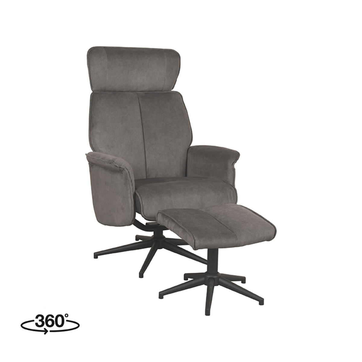 LABEL51 Fauteuil Verdal - Antraciet - Cosmo - Incl. Hocker van LABEL51 – Luxe comfort op maat van PureWonen. Vraag naar de beste prijs.