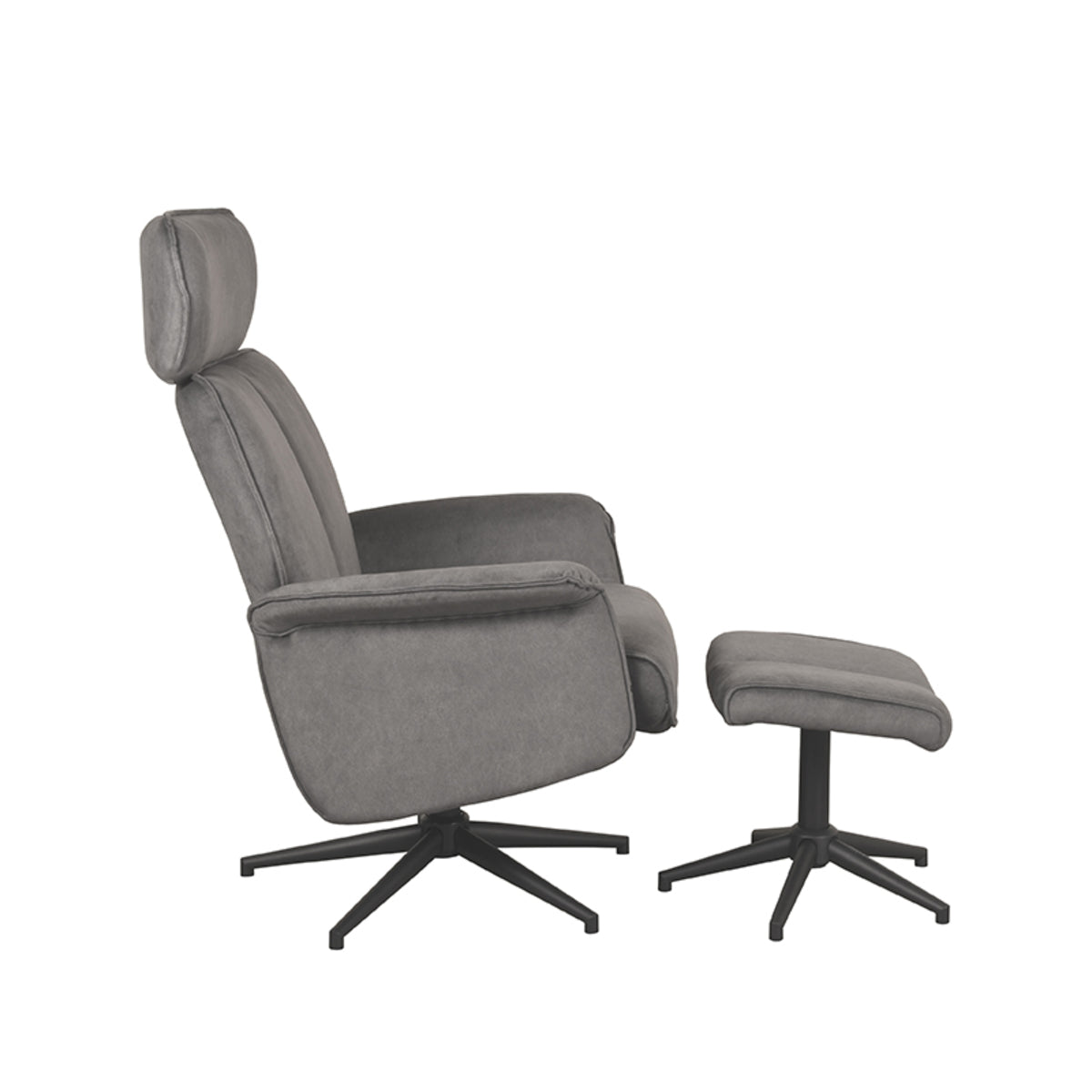 LABEL51 Fauteuil Verdal - Antraciet - Cosmo - Incl. Hocker van LABEL51 – Luxe comfort op maat van PureWonen. Vraag naar de beste prijs.