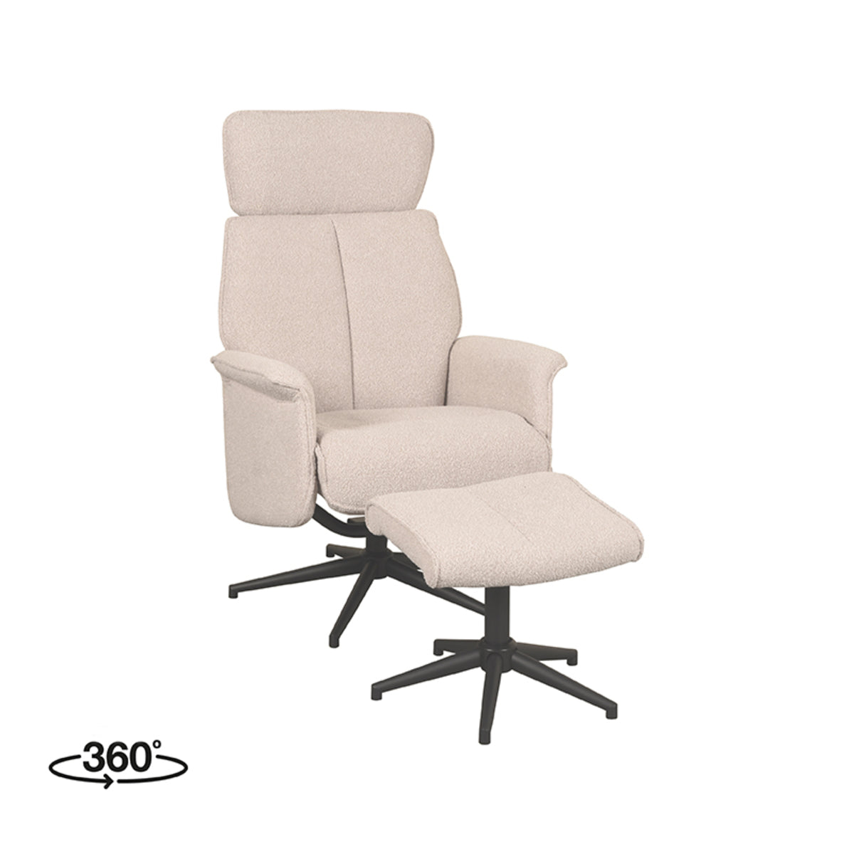 LABEL51 Fauteuil Verdal - Naturel - Boucle - Incl. Hocker van LABEL51 – Luxe comfort op maat van PureWonen. Vraag naar de beste prijs.