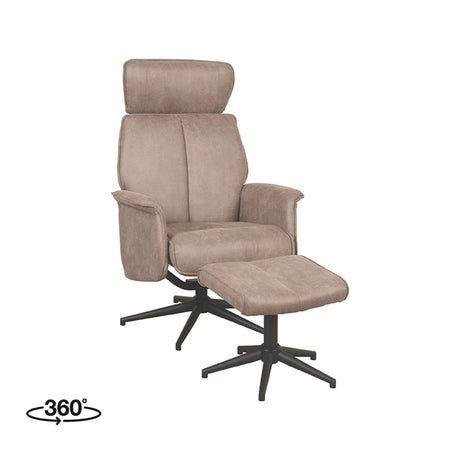 LABEL51 Fauteuil Verdal - Taupe - Micro Suede - Incl. Hocker van LABEL51 - laagste prijs offerte van PureWonen
