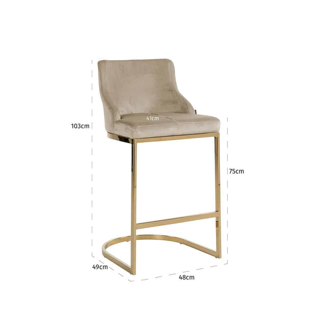 Barstoel Bolton khaki velvet / gold fire retardant (Quartz Khaki 903) van Richmond Interiors – Luxe comfort op maat van PureWonen. Vraag naar de beste prijs.