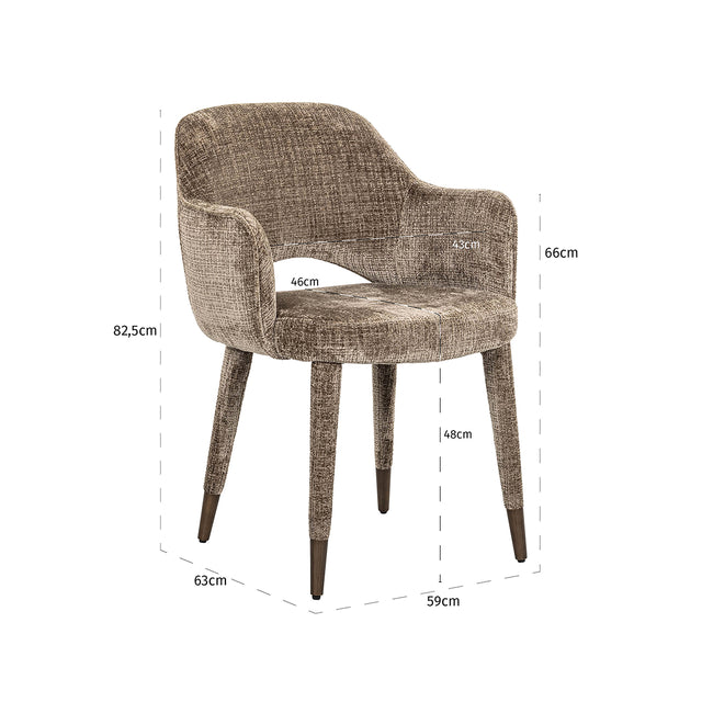Eetkamerstoel Donnatella stone chenille fire retardant (Niagara 104 Stone Chenille) van Richmond Interiors – Luxe comfort op maat van PureWonen. Vraag naar de beste prijs.