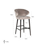 Barstoel Indigo khaki velvet (Quartz Khaki 903) van Richmond Interiors – Luxe comfort op maat van PureWonen. Vraag naar de beste prijs.