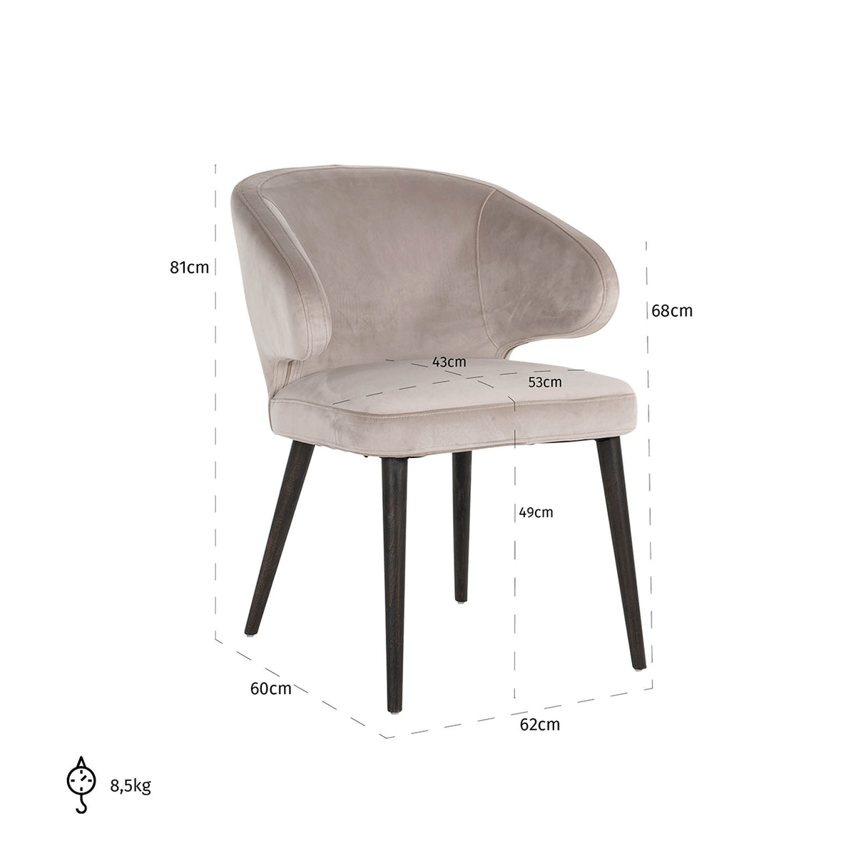Stoel Indigo khaki velvet (Quartz Khaki 903) van Richmond Interiors – Luxe comfort op maat van PureWonen. Vraag naar de beste prijs.