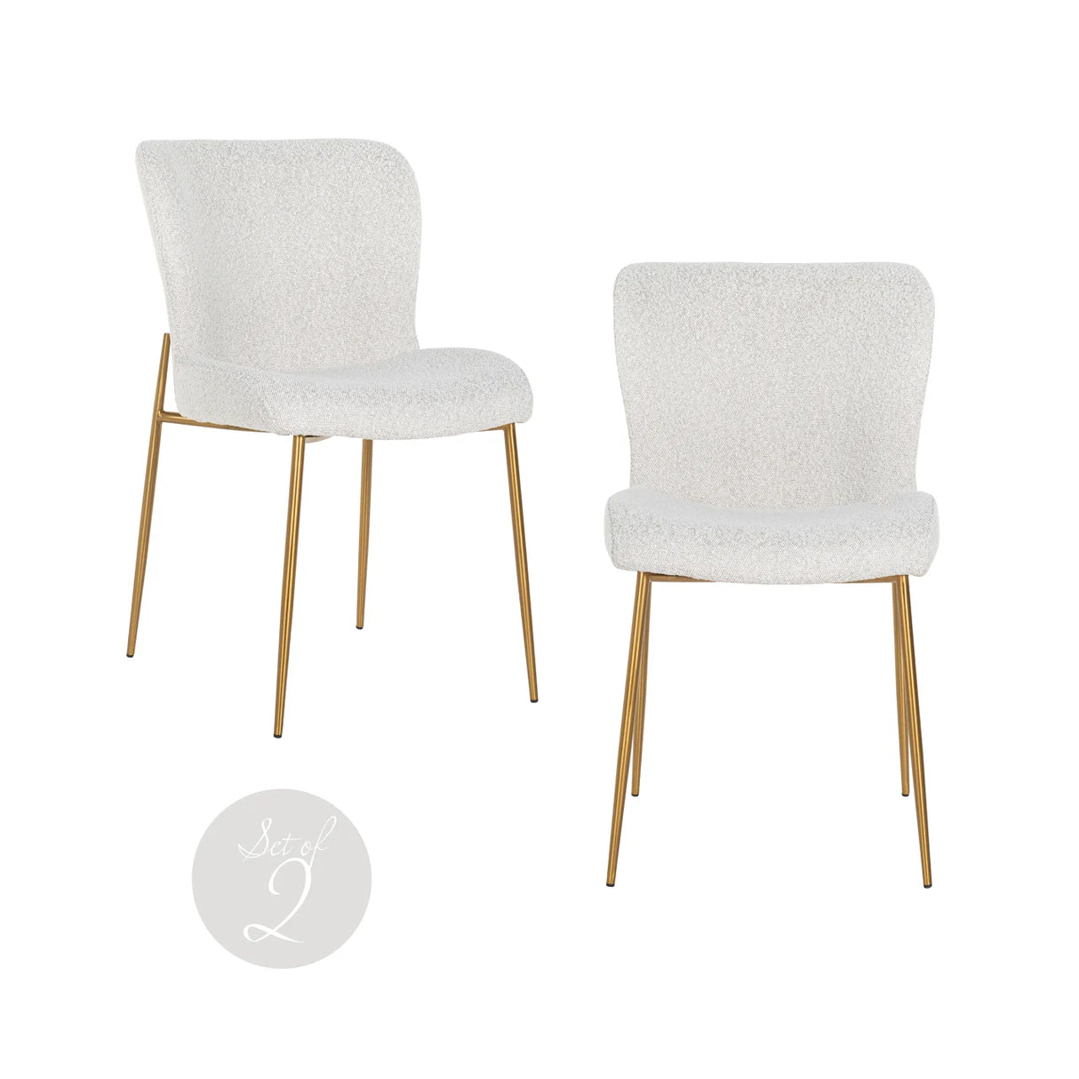 Eetkamerstoel Odessa white bouclé (Set of 2)