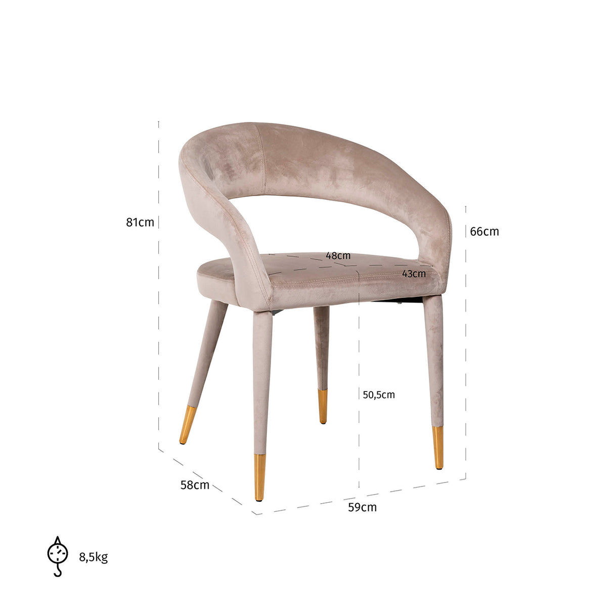 Stoel Gia khaki velvet fire retardant (FR-Quartz 903 Khaki) van Richmond Interiors – Luxe comfort op maat van PureWonen. Vraag naar de beste prijs.