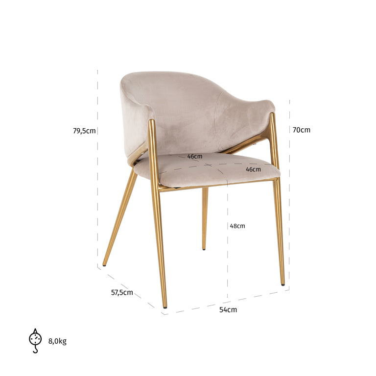 Stoel Gwen khaki velvet fire retardant (FR-Quartz 903 Khaki) van Richmond Interiors – Luxe comfort op maat van PureWonen. Vraag naar de beste prijs.