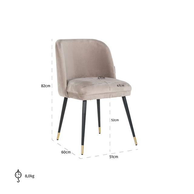 Stoel Alicia khaki velvet fire retardant (FR-Quartz 903 Khaki) van Richmond Interiors – Luxe comfort op maat van PureWonen. Vraag naar de beste prijs.