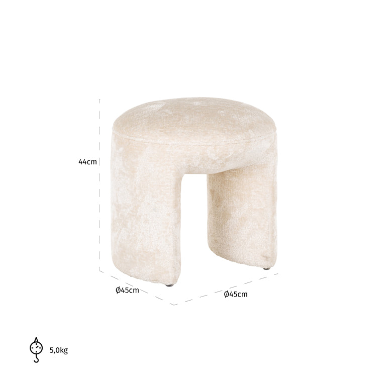 Poef Fargo  white chenille (Bergen 900 white chenille) van Richmond Interiors – Luxe comfort op maat van PureWonen. Vraag naar de beste prijs.