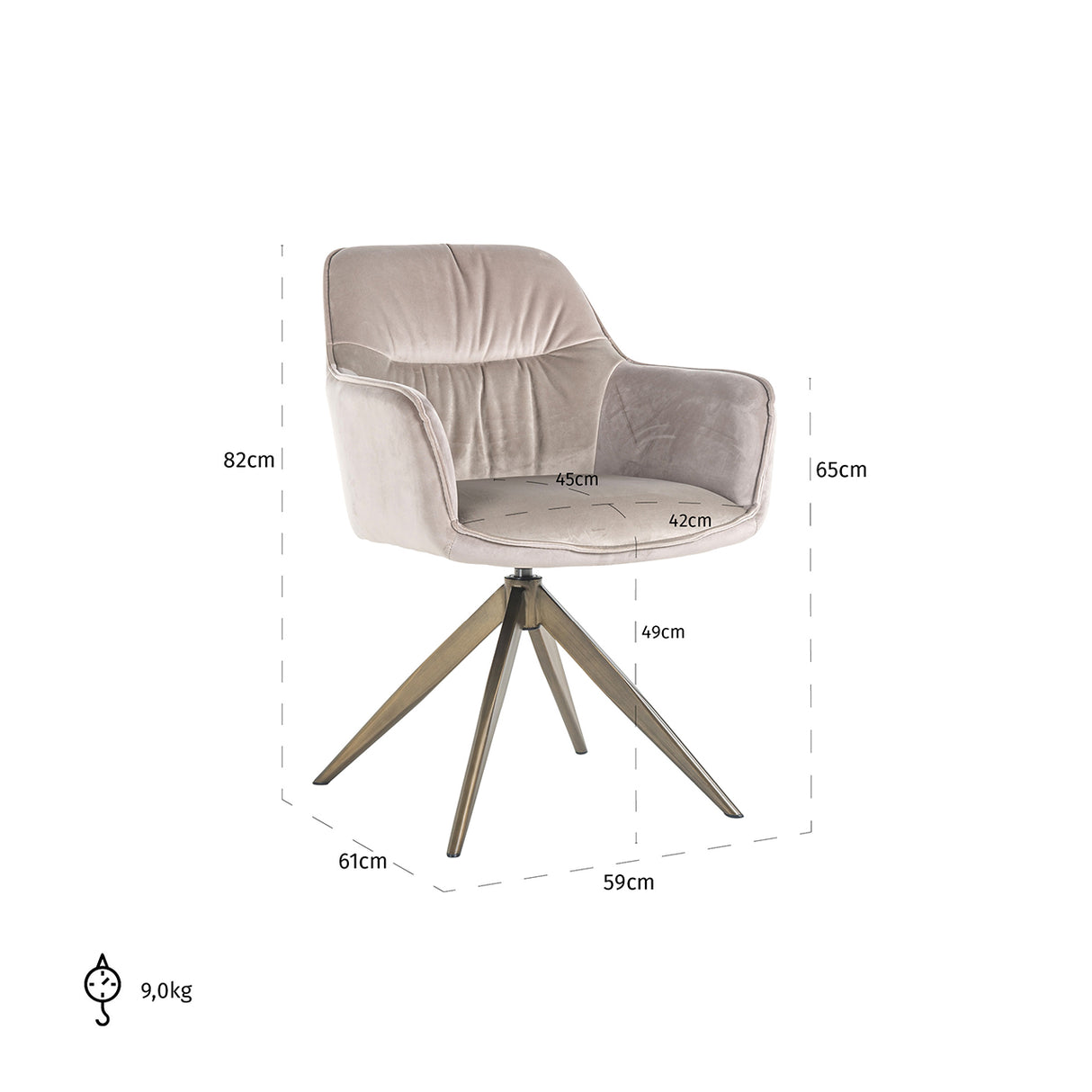 Draaistoel Aline khaki velvet fire retardant (FR-Quartz 903 Khaki) van Richmond Interiors – Luxe comfort op maat van PureWonen. Vraag naar de beste prijs.