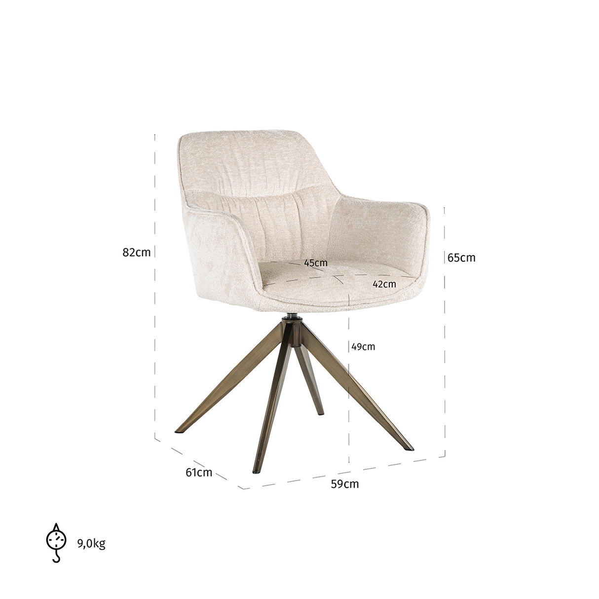 Draaistoel Aline white chenille fire retardant (FR-Bergen 900 white chenille) van Richmond Interiors – Luxe comfort op maat van PureWonen. Vraag naar de beste prijs.