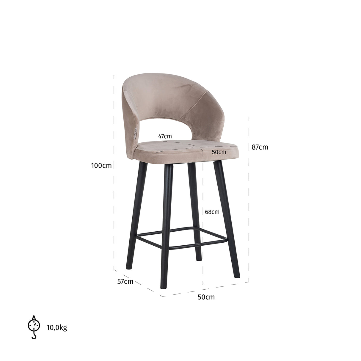 Counterstoel Savoy khaki velvet (Quartz Khaki 903) van Richmond Interiors – Luxe comfort op maat van PureWonen. Vraag naar de beste prijs.