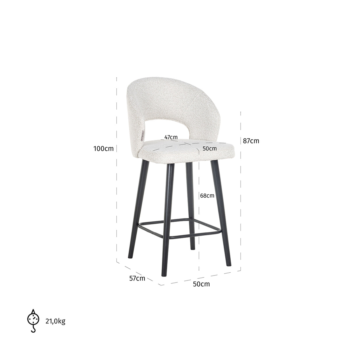 Counterstoel Savoy white bouclé (Copenhagen 900 Bouclé White) van Richmond Interiors – Luxe comfort op maat van PureWonen. Vraag naar de beste prijs.