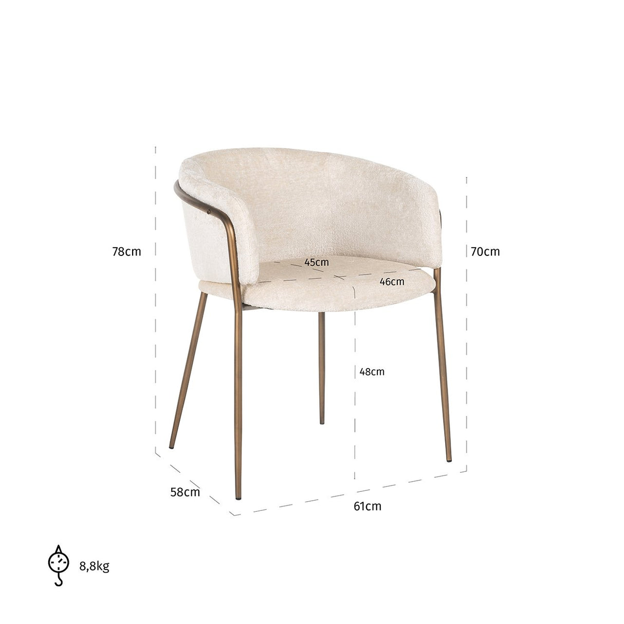 Stoel Minerva white chenille fire retardant (FR-Bergen 900 white chenille) van Richmond Interiors – Luxe comfort op maat van PureWonen. Vraag naar de beste prijs.