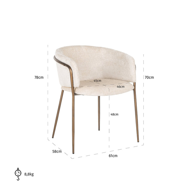 Stoel Minerva white chenille fire retardant (FR-Bergen 900 white chenille) van Richmond Interiors – Luxe comfort op maat van PureWonen. Vraag naar de beste prijs.