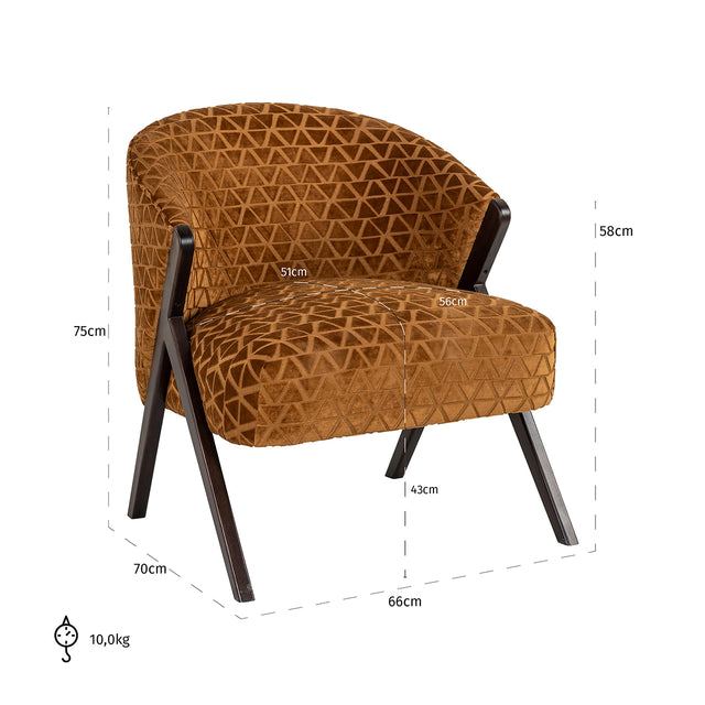 Fauteuil Mia gold triangle (Triangle 2013 old gold) van Richmond Interiors – Luxe comfort op maat van PureWonen. Vraag naar de beste prijs.