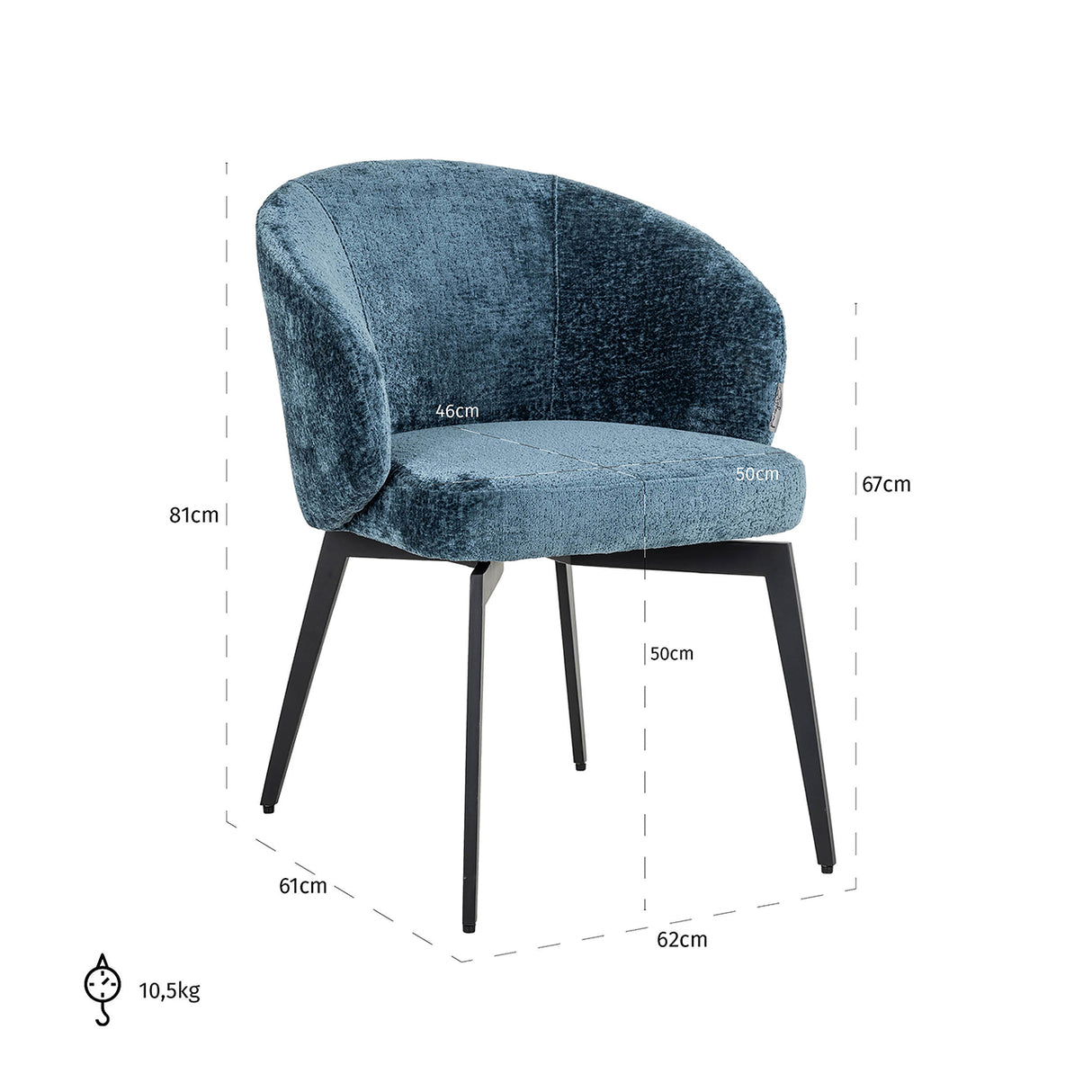 Stoel Amphara blue chenille fire retardant (Bergen 601 blue chenille) van Richmond Interiors – Luxe comfort op maat van PureWonen. Vraag naar de beste prijs.