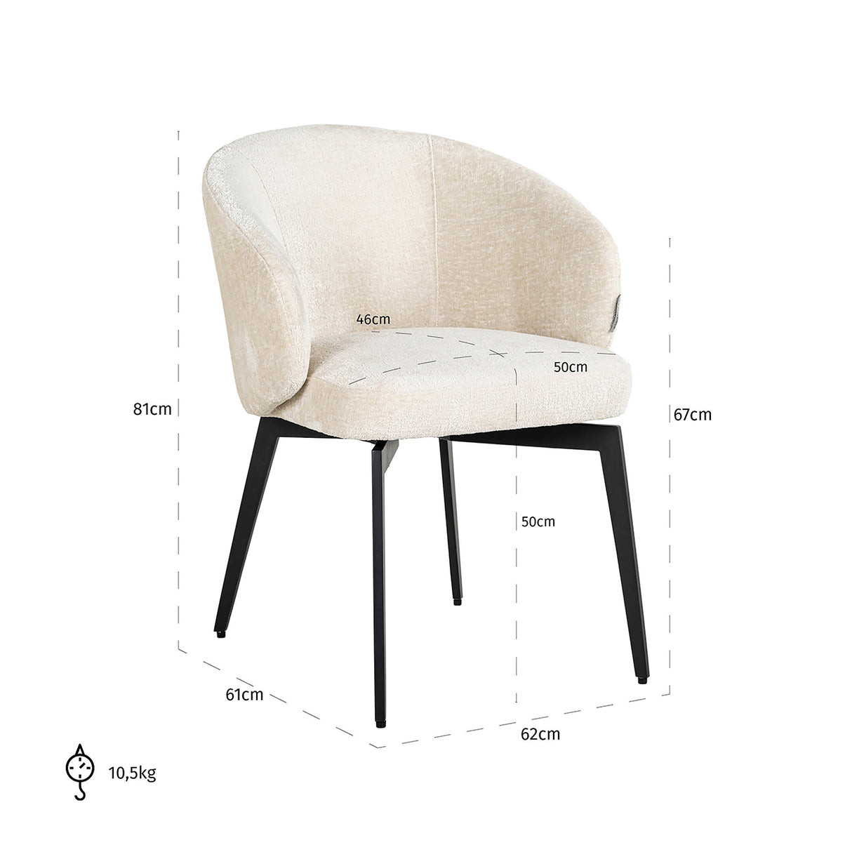 Stoel Amphara white chenille fire retardant (FR-Bergen 900 white chenille) van Richmond Interiors – Luxe comfort op maat van PureWonen. Vraag naar de beste prijs.