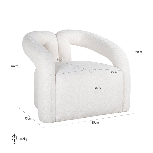 Fauteuil Dana white furry (Himalaya 900 white furry) van Richmond Interiors – Luxe comfort op maat van PureWonen. Vraag naar de beste prijs.