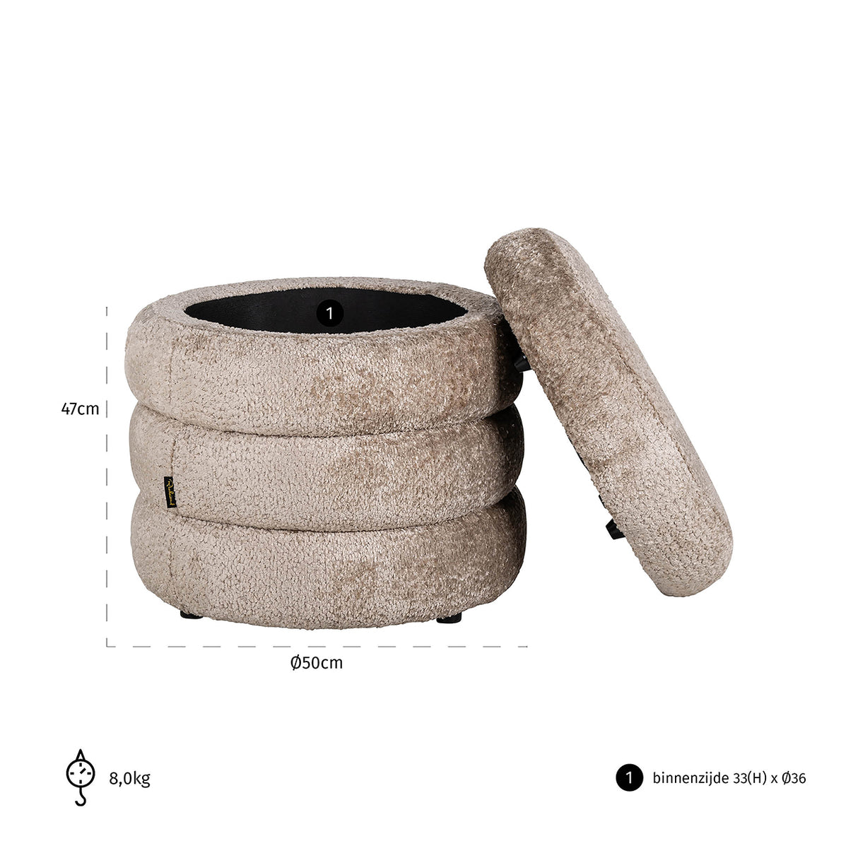 Poef Adele Sheep Nature (Sheep 01 nature) van Richmond Interiors – Luxe comfort op maat van PureWonen. Vraag naar de beste prijs.