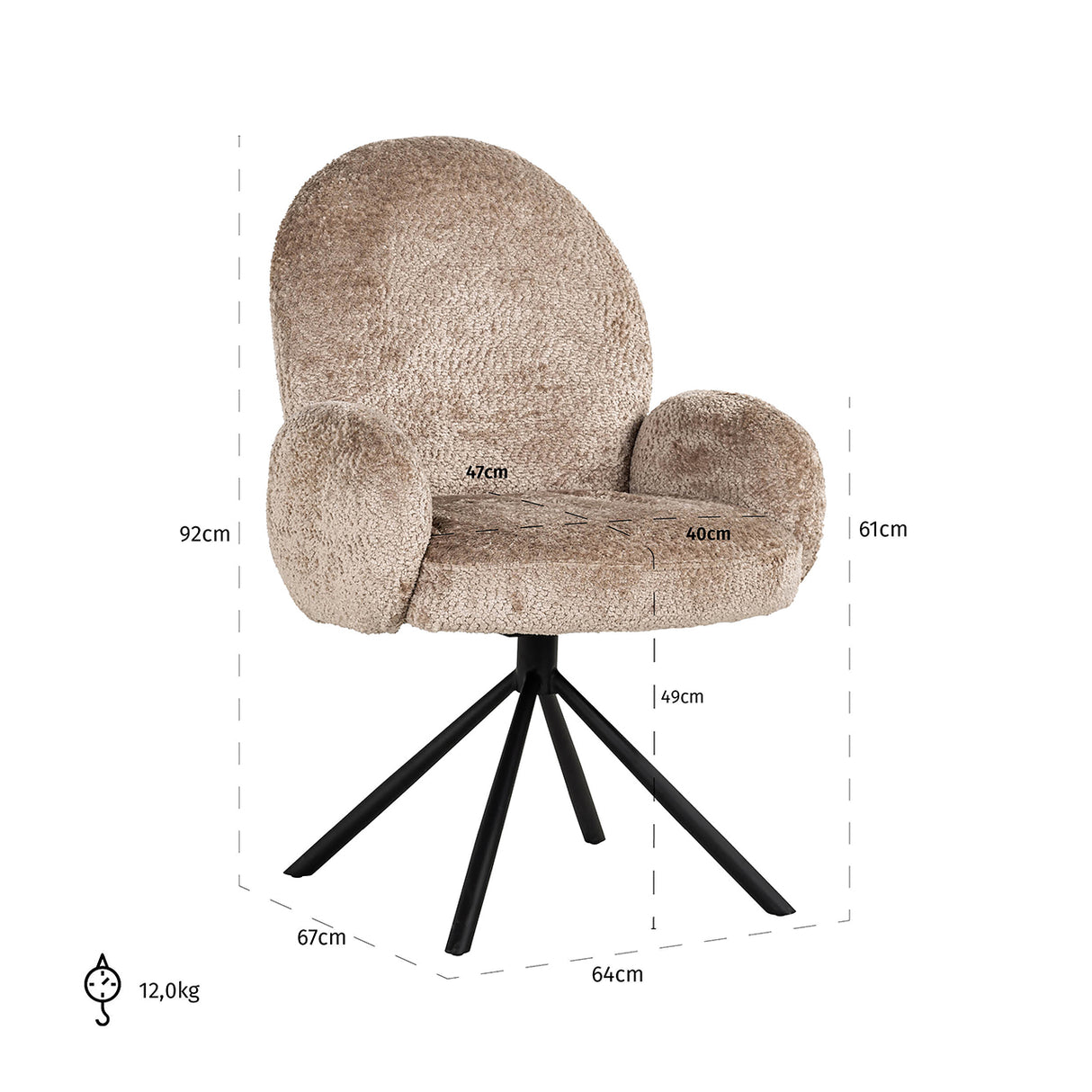 Draaistoel Jolie natural sheep (Sheep 01 nature) van Richmond Interiors – Luxe comfort op maat van PureWonen. Vraag naar de beste prijs.