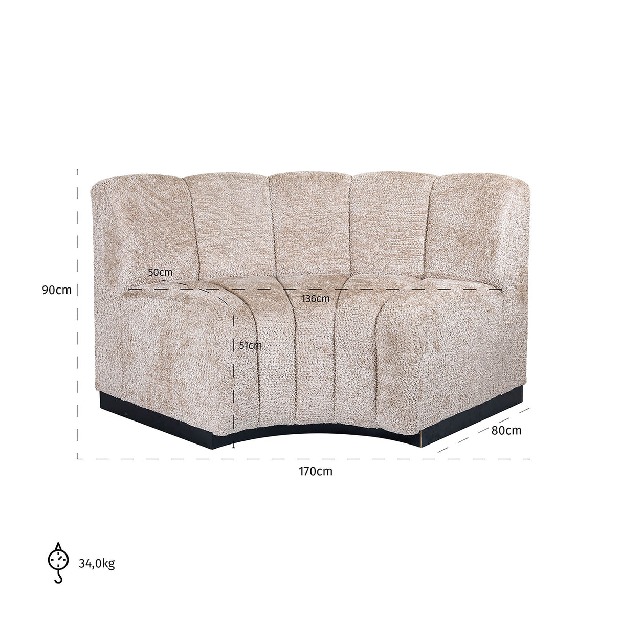 Recht hoek eetkamerbank Hillpark lovely beige (Be Lovely 170 Beige) van Richmond Interiors – Luxe comfort op maat van PureWonen. Vraag naar de beste prijs.