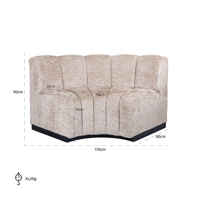 Recht hoek eetkamerbank Hillpark lovely beige (Be Lovely 170 Beige) van Richmond Interiors – Luxe comfort op maat van PureWonen. Vraag naar de beste prijs.