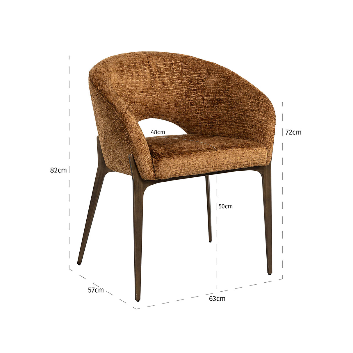 Eetkamerstoel Kenzi cognac fusion (Fusion cognac 28) van Richmond Interiors – Luxe comfort op maat van PureWonen. Vraag naar de beste prijs.