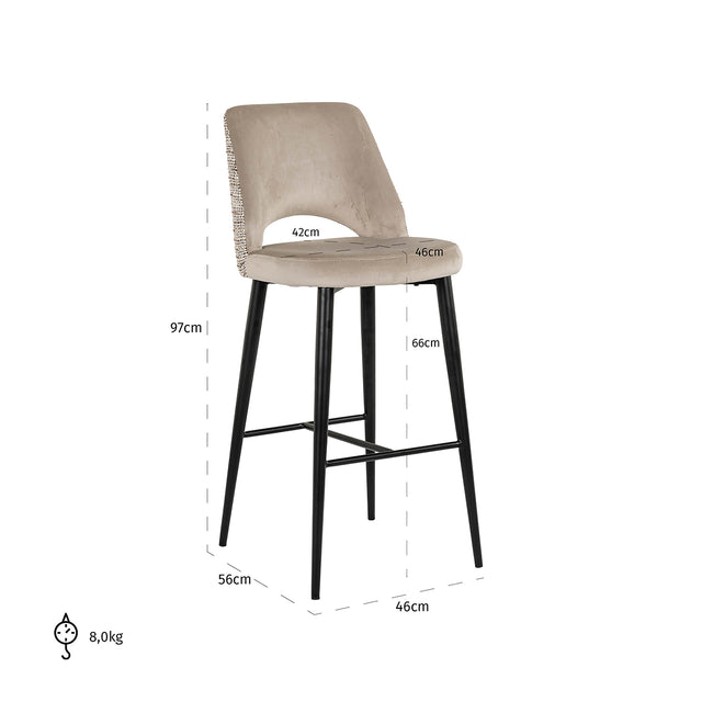 Barstoel Tabitha trendy nature / quartz khaki (Be Trendy 01 Nature) van Richmond Interiors – Luxe comfort op maat van PureWonen. Vraag naar de beste prijs.