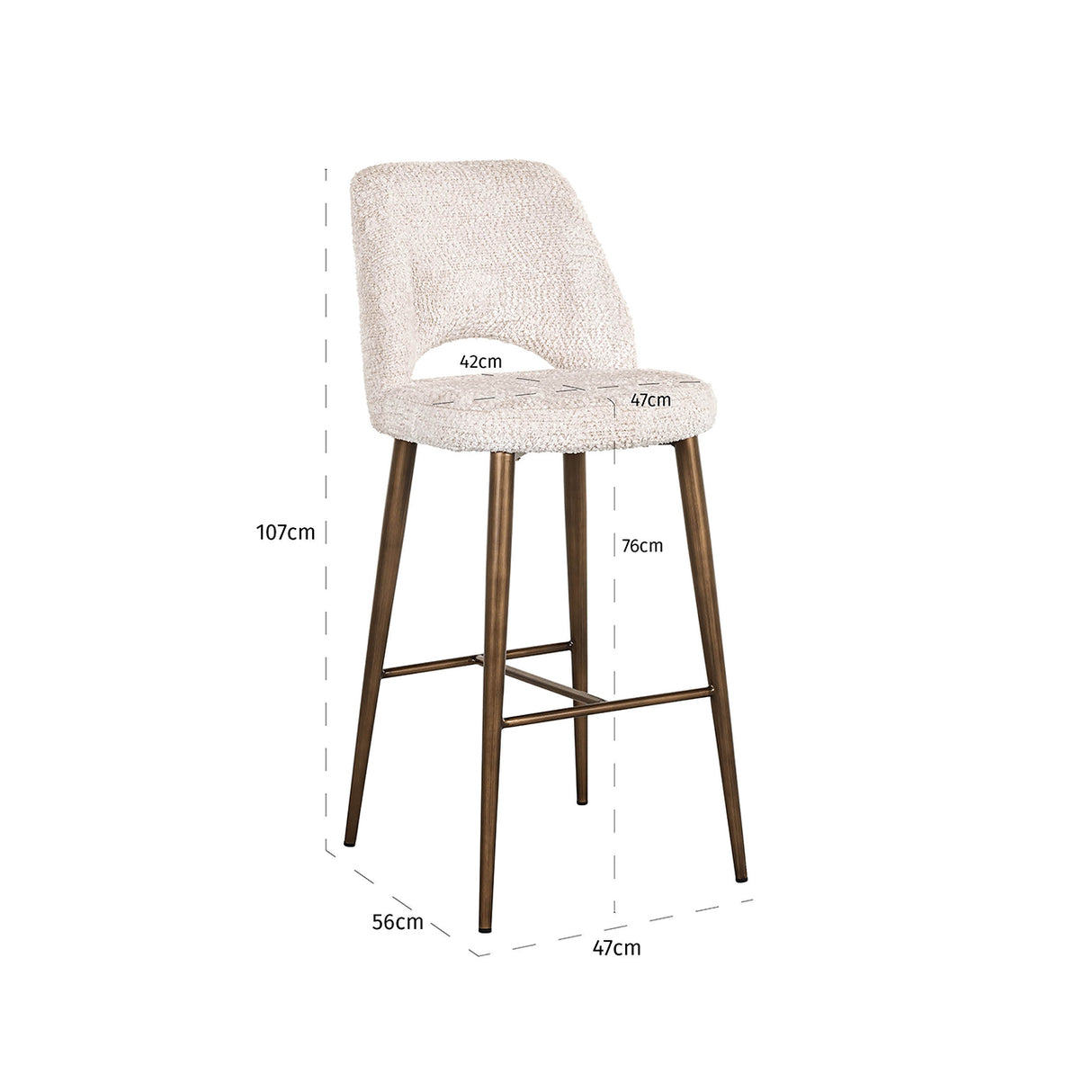 Barstoel Delphine lovely cream (Be Lovely 11 Cream) van Richmond Interiors – Luxe comfort op maat van PureWonen. Vraag naar de beste prijs.