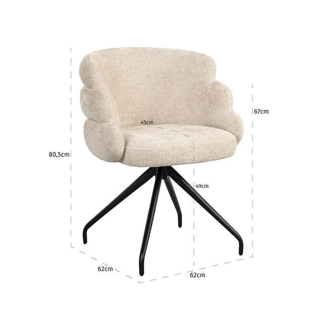 Draaistoel Kayla cream unicorn (Unicorn 11 cream) van Richmond Interiors – Luxe comfort op maat van PureWonen. Vraag naar de beste prijs.
