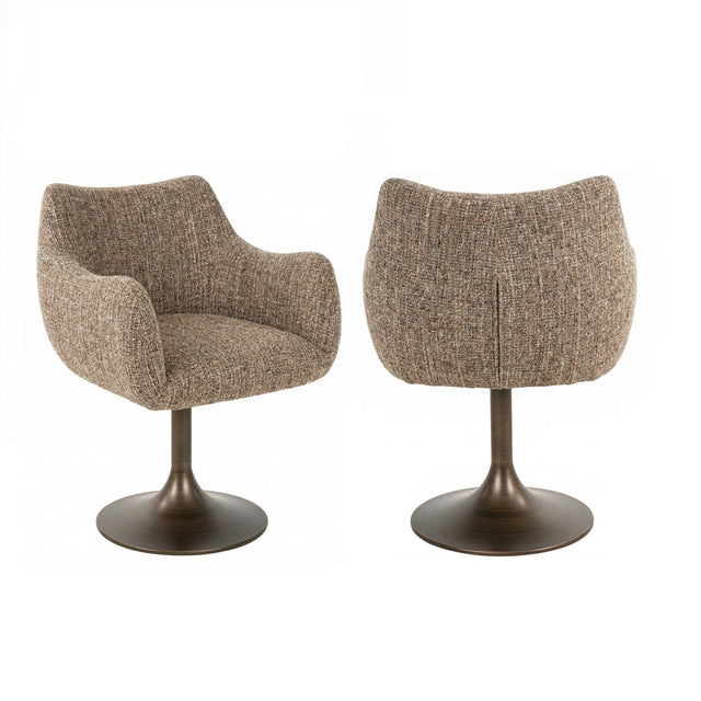Eetkamerstoel Aldo brown tweed swivel