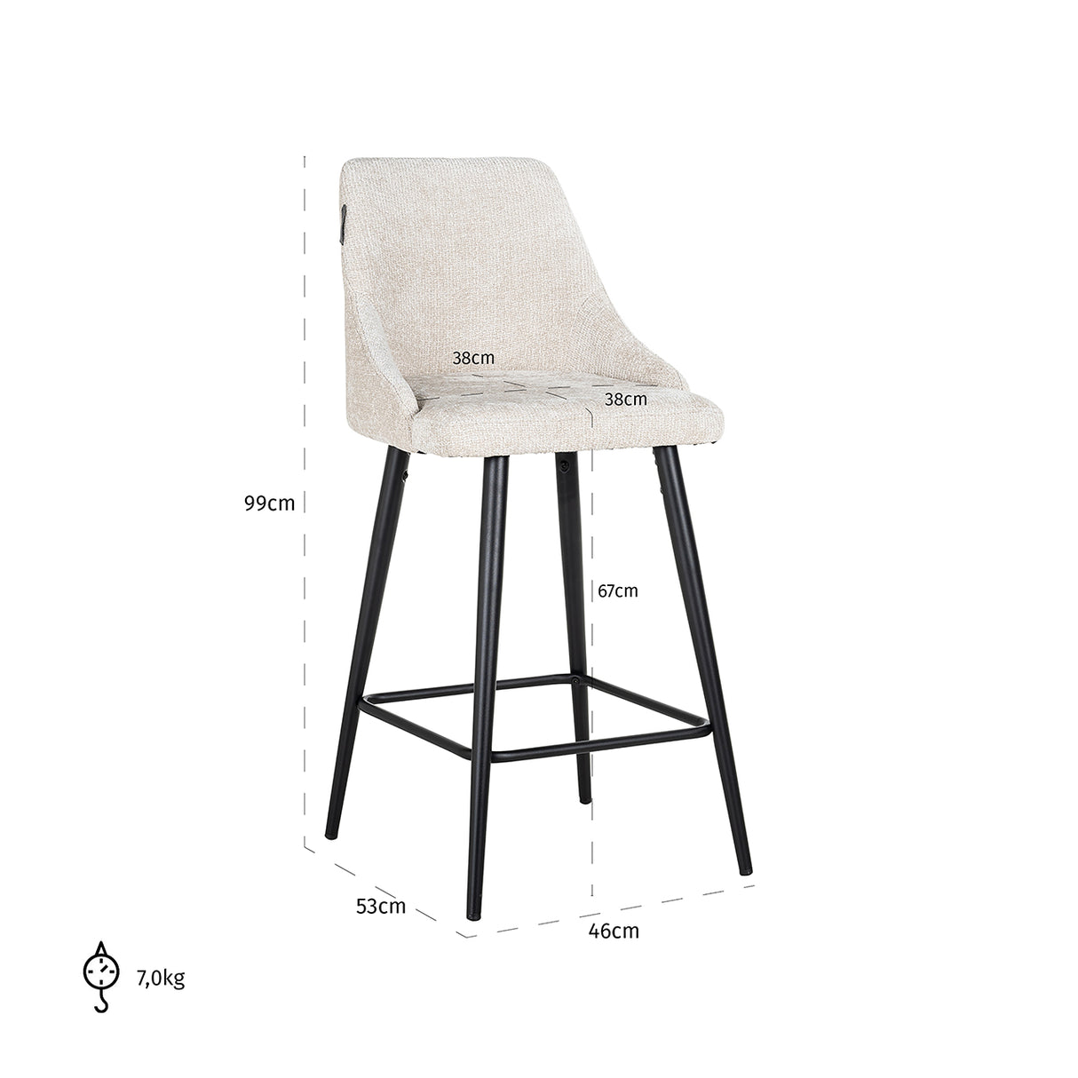 Counter stoel Brooke cream unicorn (set van 2) (Unicorn 11 cream) van Richmond Interiors – Luxe comfort op maat van PureWonen. Vraag naar de beste prijs.