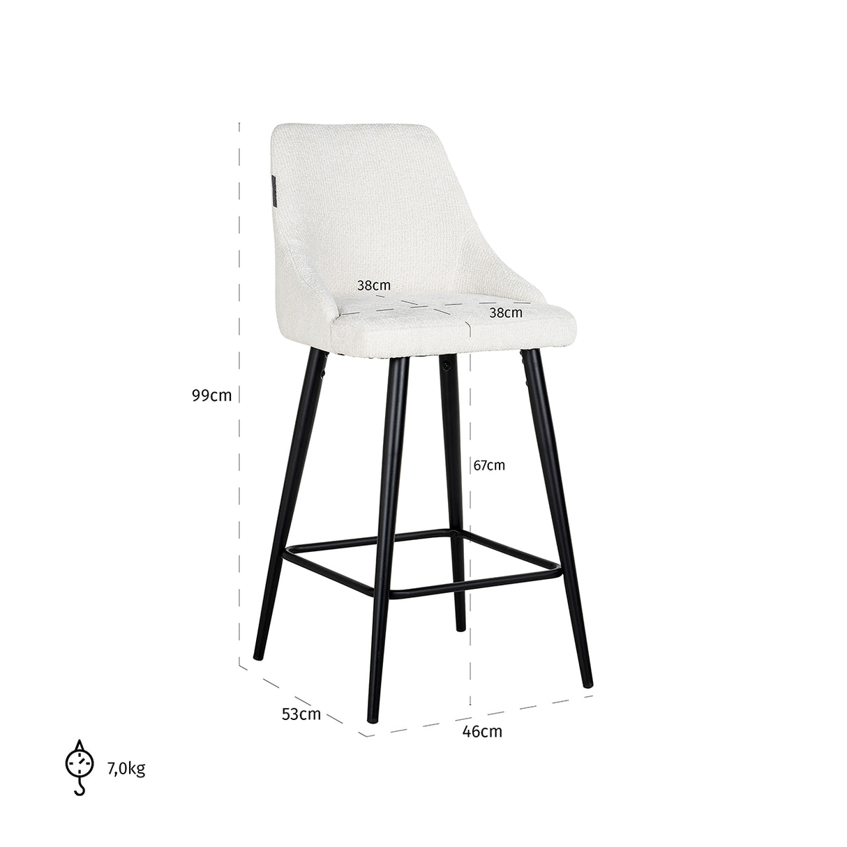 Counter stoel Brooke white unicorn (set van 2) (Unicorn 02 white) van Richmond Interiors – Luxe comfort op maat van PureWonen. Vraag naar de beste prijs.
