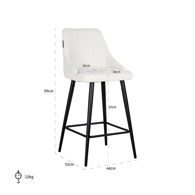 Counter stoel Brooke white unicorn (set van 2) (Unicorn 02 white) van Richmond Interiors – Luxe comfort op maat van PureWonen. Vraag naar de beste prijs.
