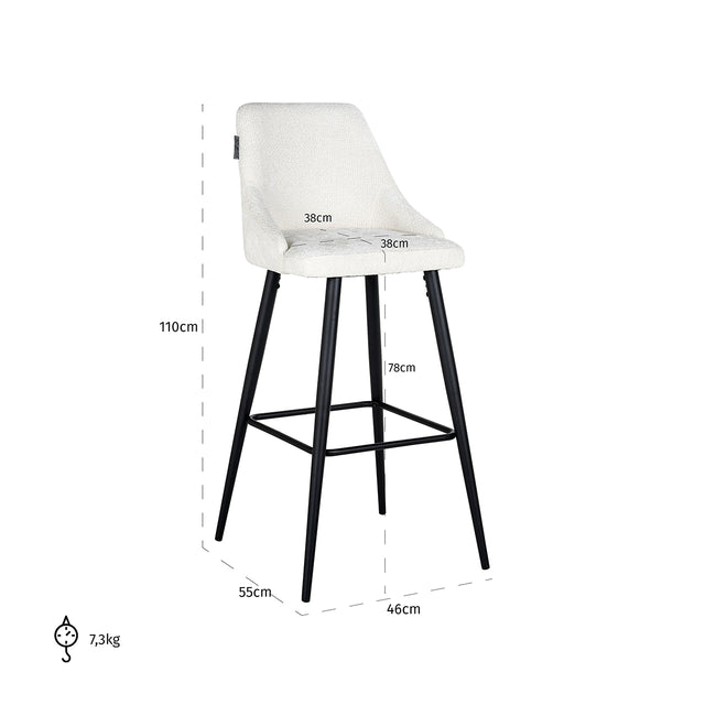 Bar stoel Brooke white unicorn (set van 2) (Unicorn 02 white) van Richmond Interiors – Luxe comfort op maat van PureWonen. Vraag naar de beste prijs.
